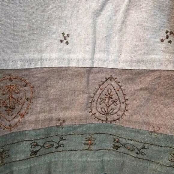 Jenna Lane New York Brown Embroidered V-Neck Sheath Dress Large Linen Blend - Picture 4 of 8